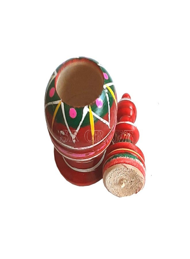 SK Craft Wooden Sindur Dani (L x W x H - 5x5x12 cm) - Image 2